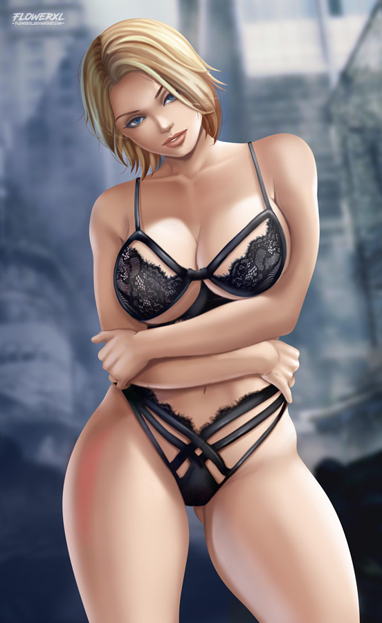 1girl 1girl 1girls big_breasts big_breasts big_breasts big_breasts blonde_hair blue_eyes sutiã seios decote dc_comics female_only flowerxl karen_starr lingerie Looking_at_viewer calcinha power_girl