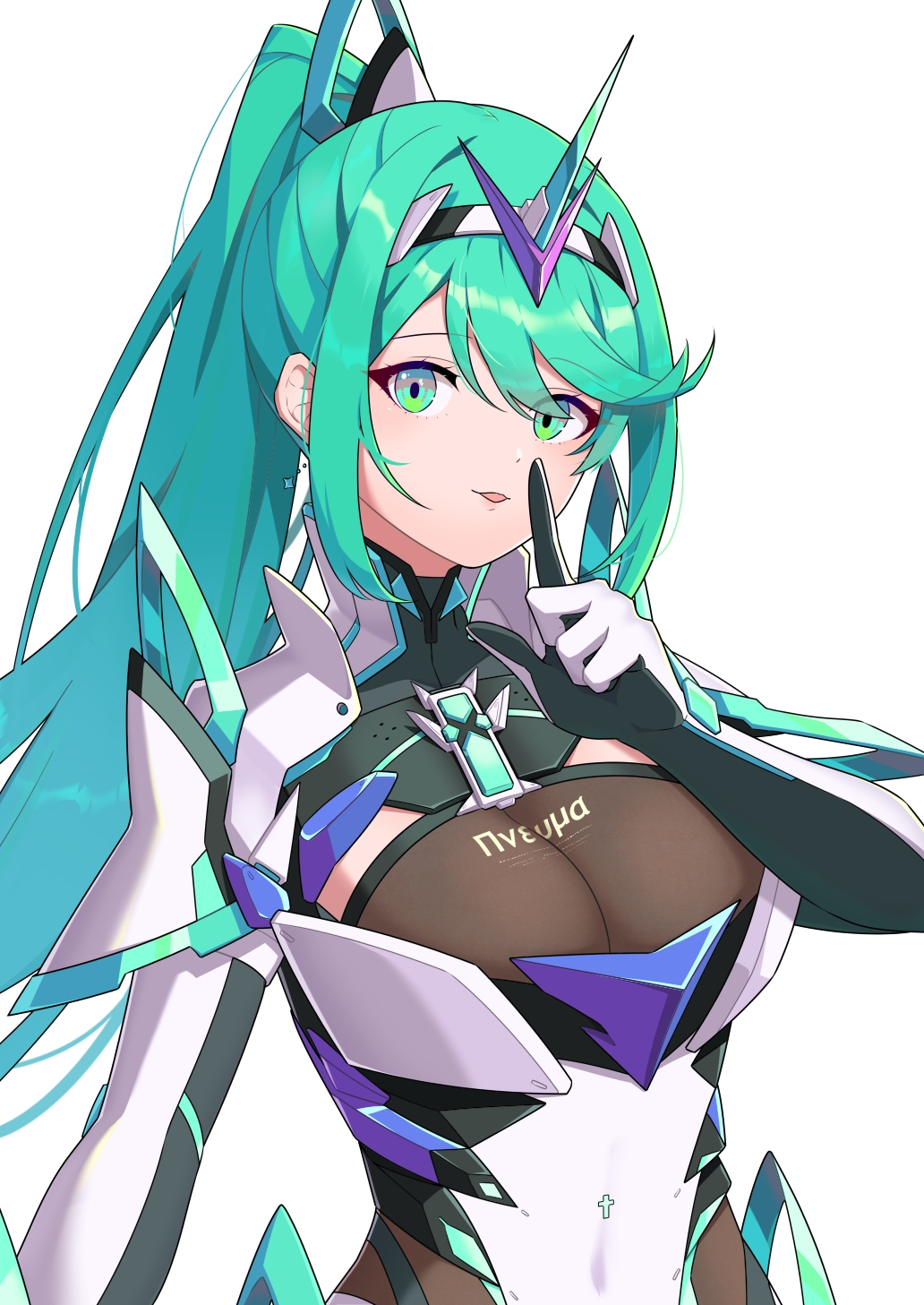 1girl sedutor seios grandes olhos verdes cabelo verde hehe jun alta resolução nintendo pneuma (xenoblade) rabo de cavalo xenoblade (série) xenoblade cronicas 2