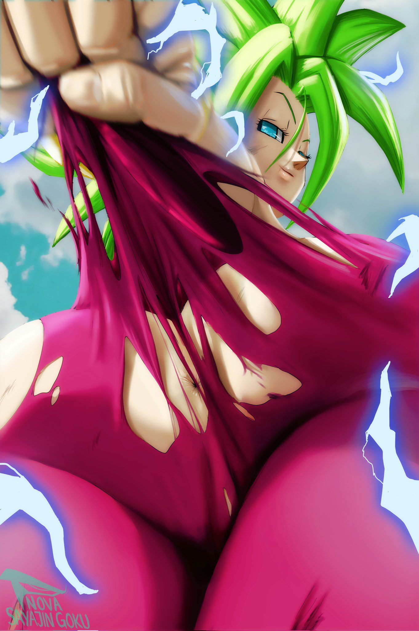 3_girls ass ass_focus caulifla dragon_ball dragon_ball_super female_pervert fusion green_hair kale_(dragon_ball) kefla_(dragon_ball) nude tarado potara potara_earrings potara_fusion sex_invitation sexualmente_suggestive smile