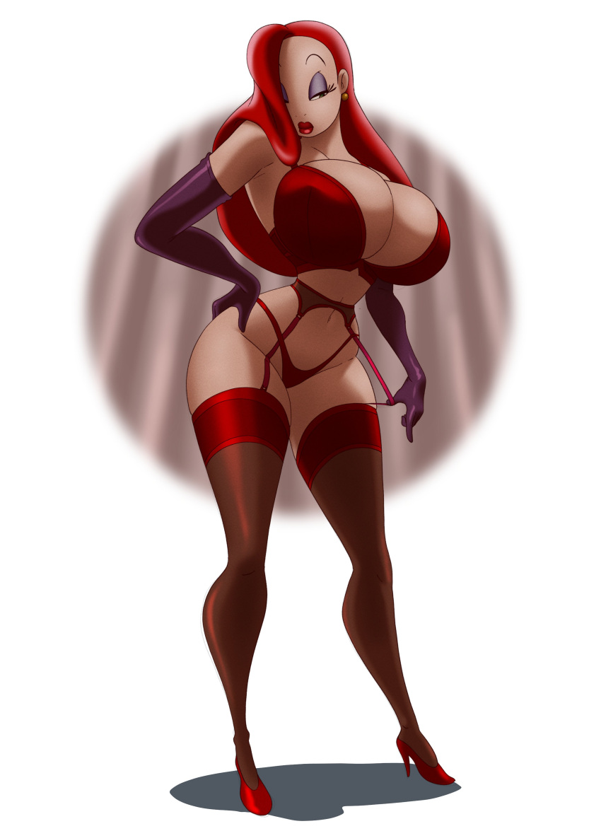 1girl 1girl 1girls 2d ass big_ass sutiã coolinker dat_ass female_focus female_only garter_straps hair_over_one_eye high_heels inker_comics inkershike jessica_rabbit lingerie olhando_at_viewer red_hair red_high_heels sideboob meias grossas_coxas coxas roupa íntima who_framed_roger_rabbit